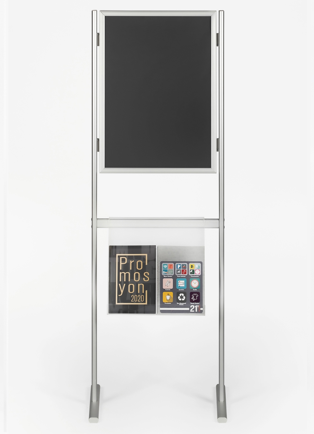 BROŞÜRLÜKLÜ AYAKLI POSTER PANO (GÖNYE)